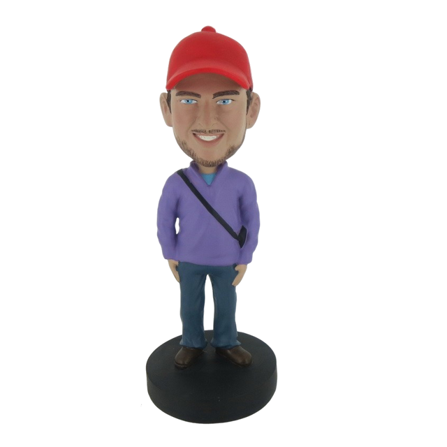 Picture of Custom Bobblehead Doll: Purple Man With Red Hat