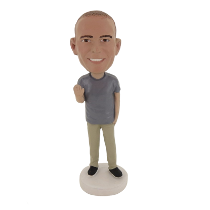 Picture of Custom Bobblehead Doll: Casual Man Waving Goodbye