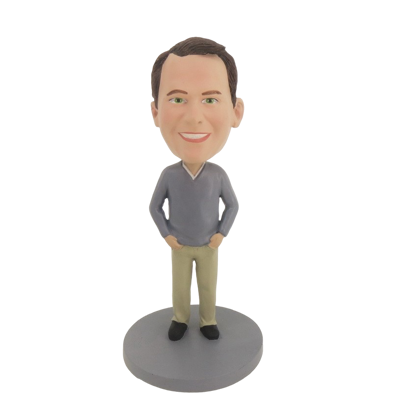 Picture of Custom Bobblehead Doll: Casual Man With Nice Smiling