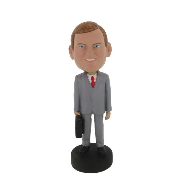 Picture of Custom Bobblehead Doll: Fatter Man In Business Suit With Suitcase