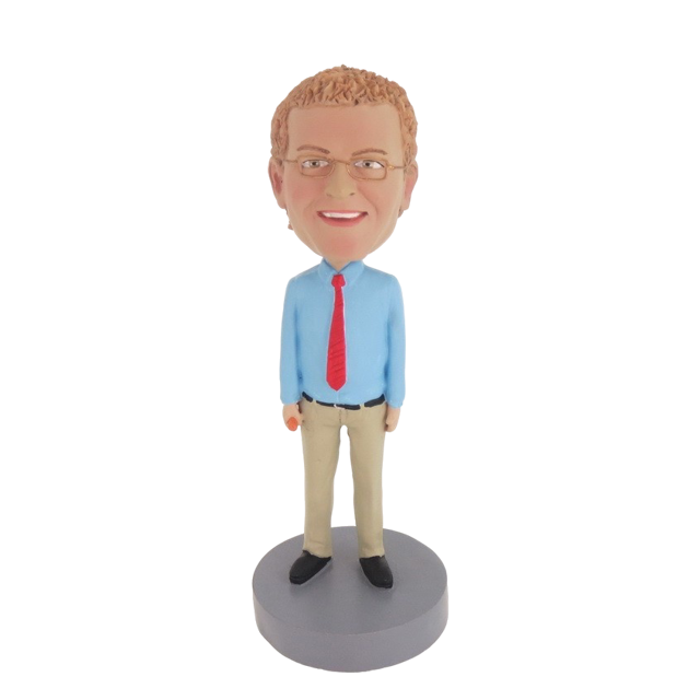 Picture of Custom Bobblehead Doll: Man With Blue Shirt And Red Tie