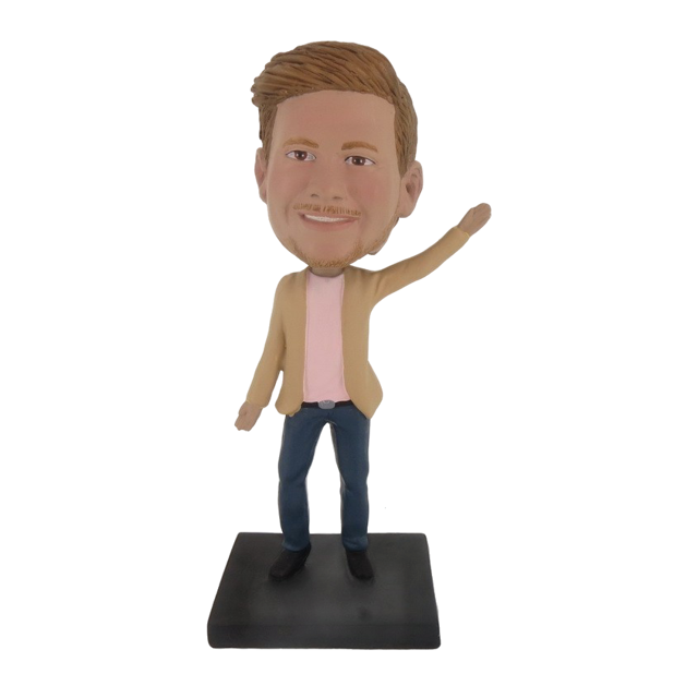 Picture of Custom Bobblehead Doll: One Hand Up Handsome Man