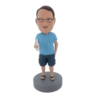 Picture of Custom Bobblehead Doll: Casual Man Enjoying Soft Drink