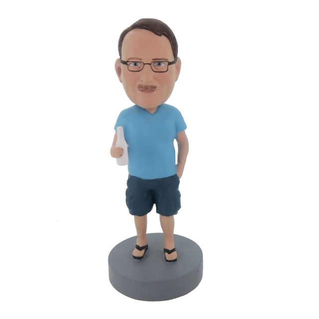 Picture of Custom Bobblehead Doll: Casual Man Enjoying Soft Drink