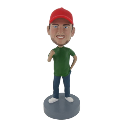 Picture of Custom Bobblehead Doll: Casual Man In Red Hat