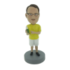 Picture of Custom Bobblehead Doll: Casual Man In Yellow Having Drink