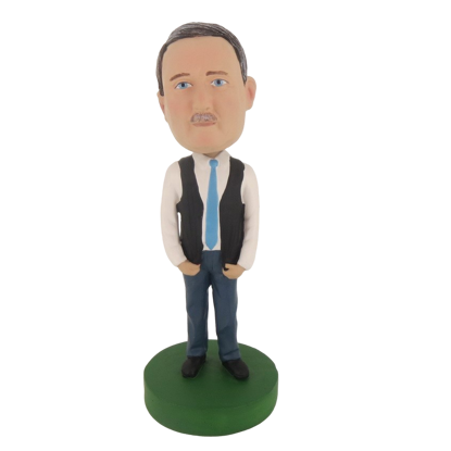 Picture of Custom Bobblehead Doll: Casual Man With Blue Tie