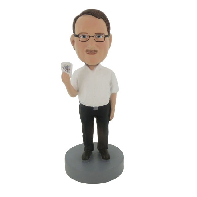 Picture of Custom Bobblehead Doll: Casual Man Playing Cards