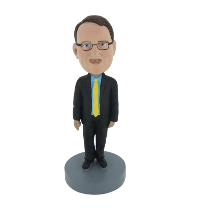 Picture of Custom Bobblehead Doll: Man In Black Suit And Yellow Tie