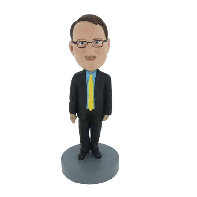 Picture of Custom Bobblehead Doll: Man In Black Suit And Yellow Tie