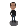 Picture of Custom Bobblehead Doll: Man In Black TShirt And Blue Jeans