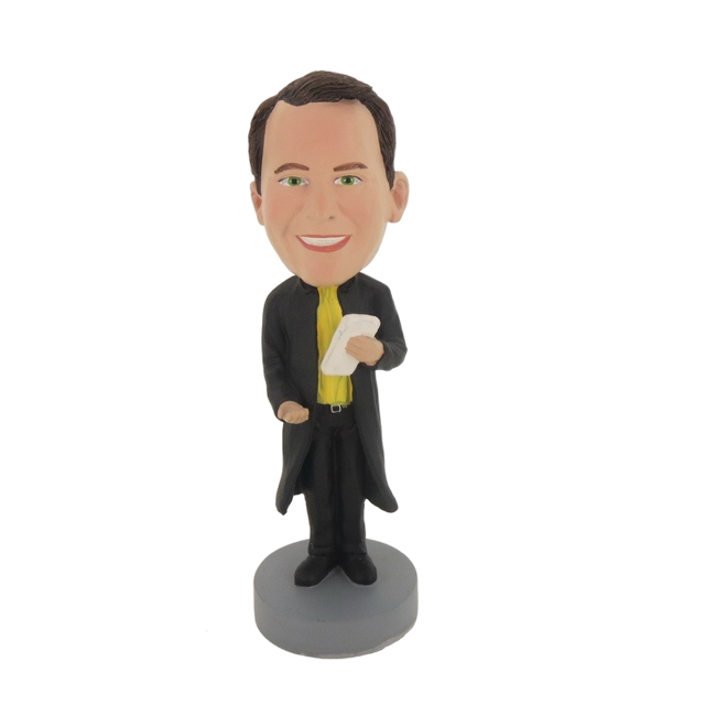 Picture of Custom Bobblehead Doll: Man In Business Coat Calculating