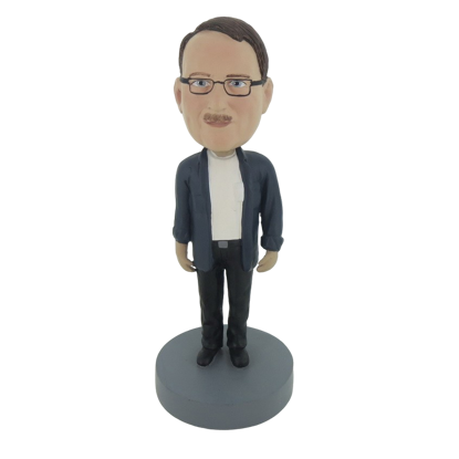 Picture of Custom Bobblehead Doll: Man In Blue With Glass