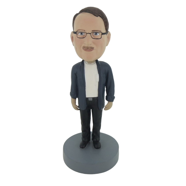 Picture of Custom Bobblehead Doll: Man In Blue With Glass