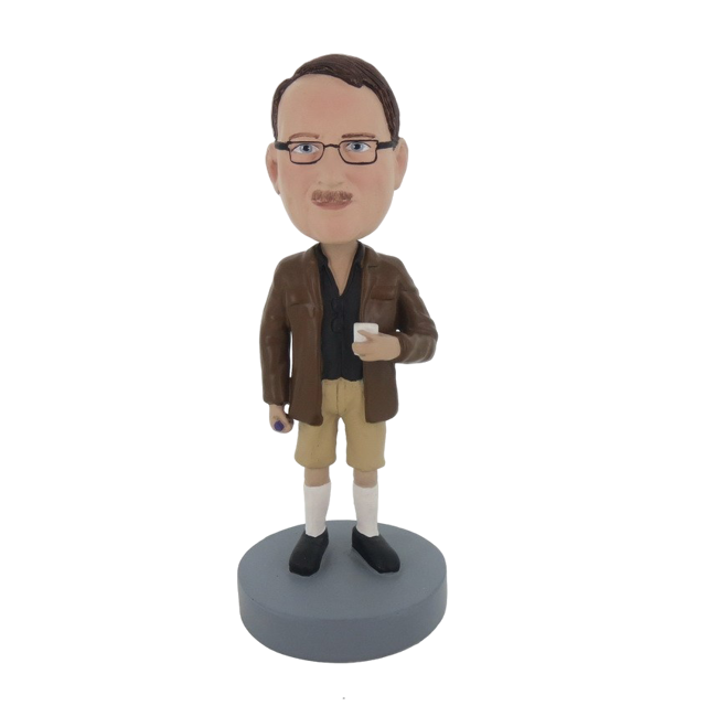 Picture of Custom Bobblehead Doll: Man In Leather Clothing With A Cup
