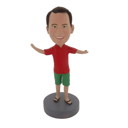Picture of Custom Bobblehead Doll: Man In Red And Green Welcoming