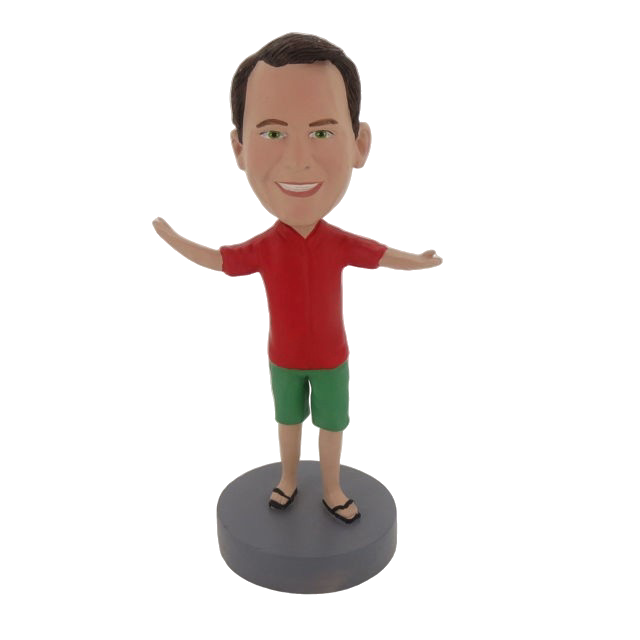 Picture of Custom Bobblehead Doll: Man In Red And Green Welcoming