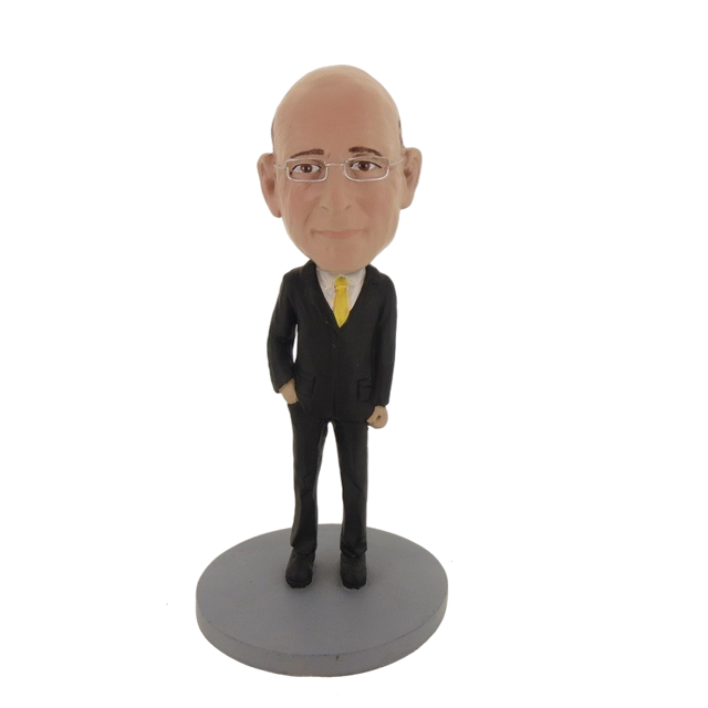 Picture of Custom Bobblehead Doll: Business Man In Black Suit And Yellow Tie