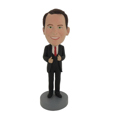 Picture of Custom Bobblehead Doll: Business Man In Nice Suit And Red Tie