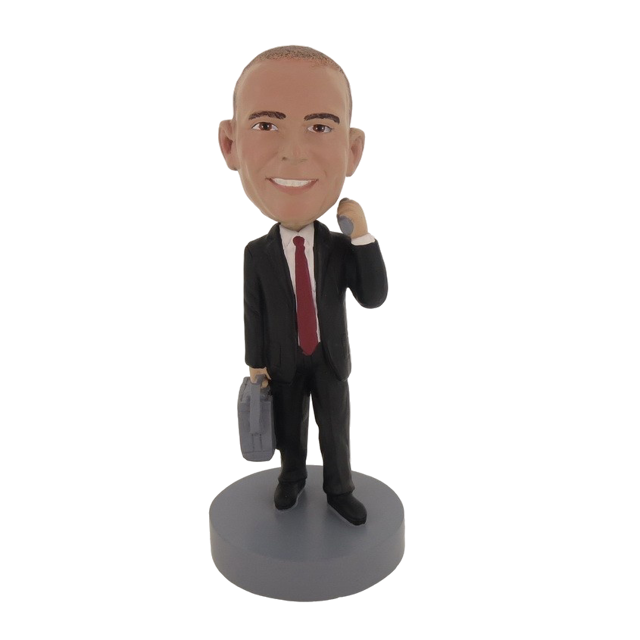 Picture of Custom Bobblehead Doll: Business Man With Phone And Suitcase
