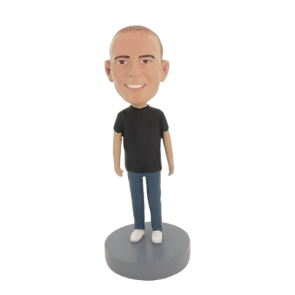Picture of Custom Bobblehead Doll: Casual Man In Black Shirt