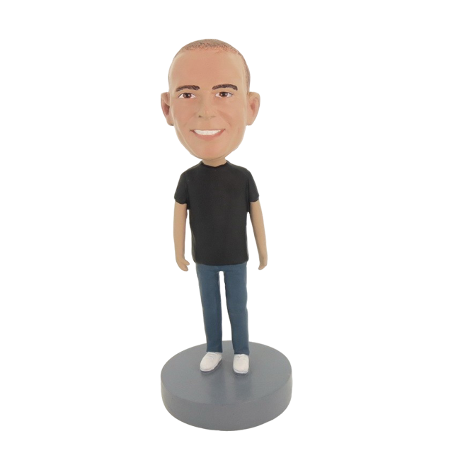 Picture of Custom Bobblehead Doll: Casual Man In Black Shirt