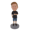 Picture of Custom Bobblehead Doll: Casual Man In Black TShirt