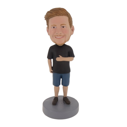 Picture of Custom Bobblehead Doll: Casual Man In Black TShirt