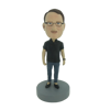 Picture of Custom Bobblehead Doll: Casual Man In Black Wearing Glass