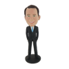 Picture of Custom Bobblehead Doll: Man In Black Suit And Blue Tie
