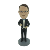 Picture of Custom Bobblehead Doll: Man In Black Suit With Blue Bow