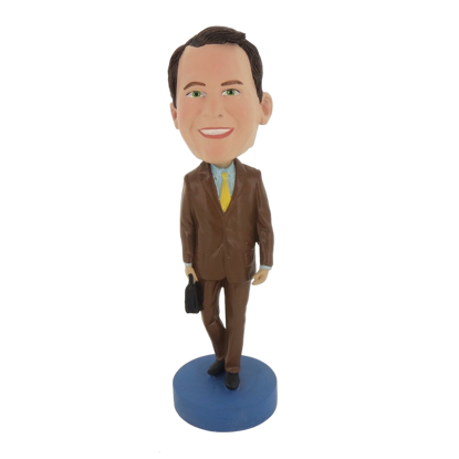 Picture of Custom Bobblehead Doll: Man In Brown Suit With Suitcase