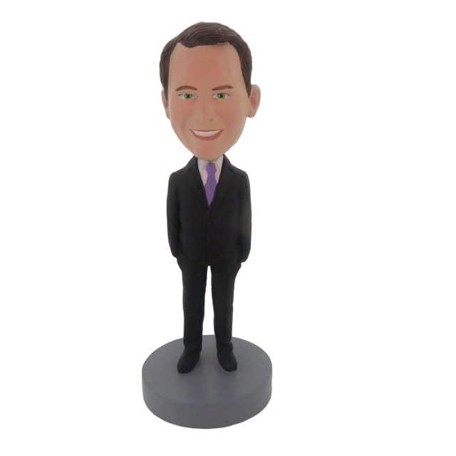 Picture of Custom Bobblehead Doll: Smiling Business Man With Hands In His Pocket