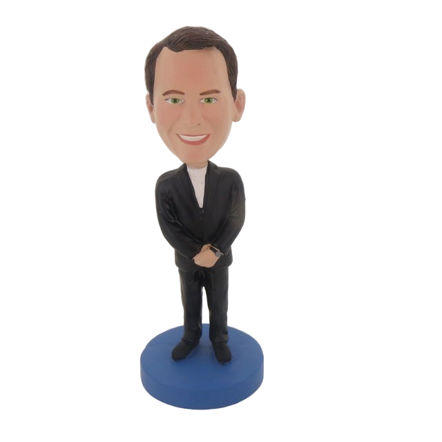 Picture of Custom Bobblehead Doll: Smiling Man In Black Suit