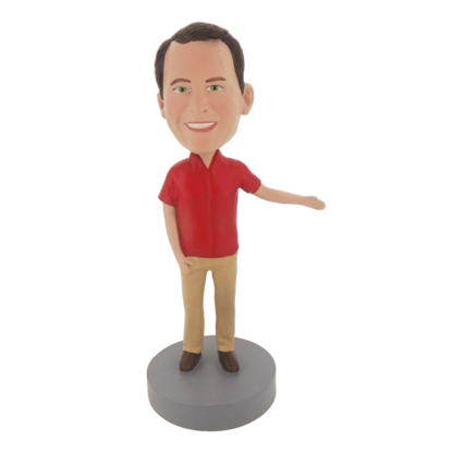 Picture of Custom Bobblehead Doll: Red Shirt Casual Male With Arm Out